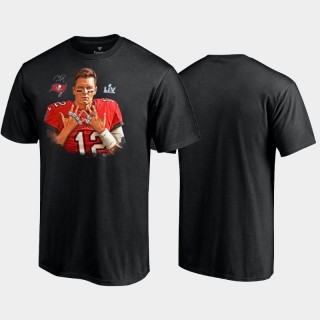 Buccaneers Super Bowl LV Champions Tom Brady T-Shirt Black 7 Rings