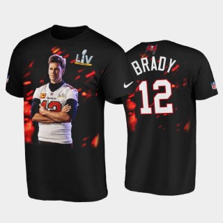 Buccaneers Super Bowl LV Tom Brady T-Shirt Black Player Graphic