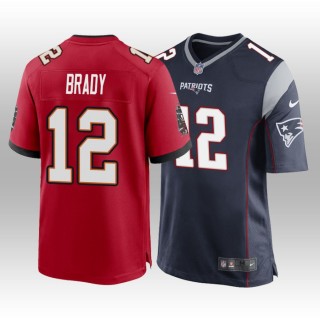 Tampa Bay Buccaneers Patriots Tom Brady #12 Split Game Jersey - Navy Red