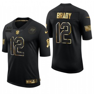 Buccaneers #12 Tom Brady Black 2020 Salute to Service Golden Limited Jersey