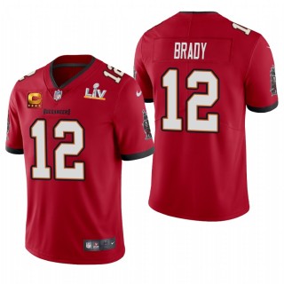 Tom Brady Buccaneers Super Bowl LV Red Captain Patch Vapor Limited Jersey