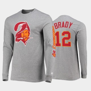 Tampa Bay Buccaneers Tom Brady Throwback Logo Halftime Long Sleeve T-Shirt - Gray