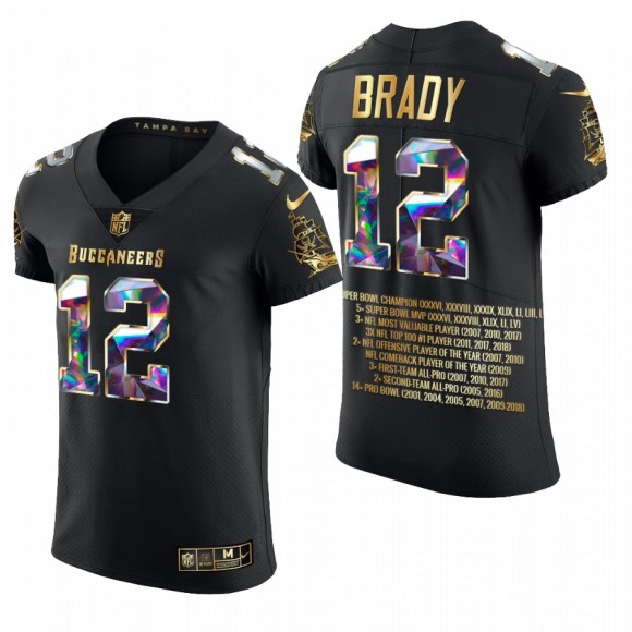 Buccaneers #12 Tom Brady Career Highlight Diamond Edition Jersey - Black