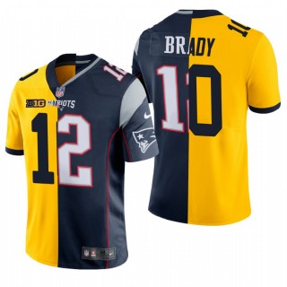 Patriots Michigan Wolverines Tom Brady Split College Football Game Jersey - Maize Navy