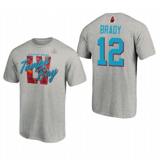 Tampa Bay Buccaneers #12 Tom Brady Gray Super Bowl LV Tampa Tackl T-shirt